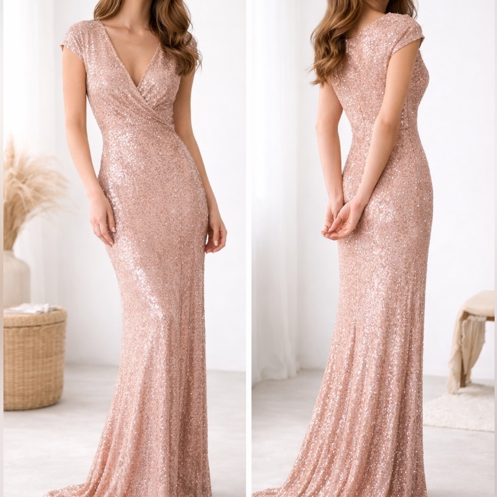 Baltic Born Vienna V-Neck Sequin Formal Maxi Dress in Champagne - Picture 10 of 10